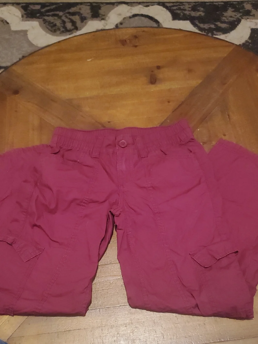 Justice Burgandy Cargo Pants with Elastic Waistband